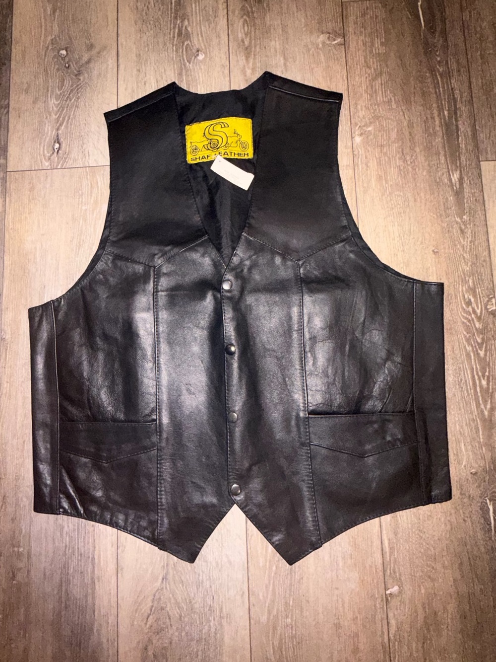 Men's Black Leather Vest NWT Size 48 (XL)